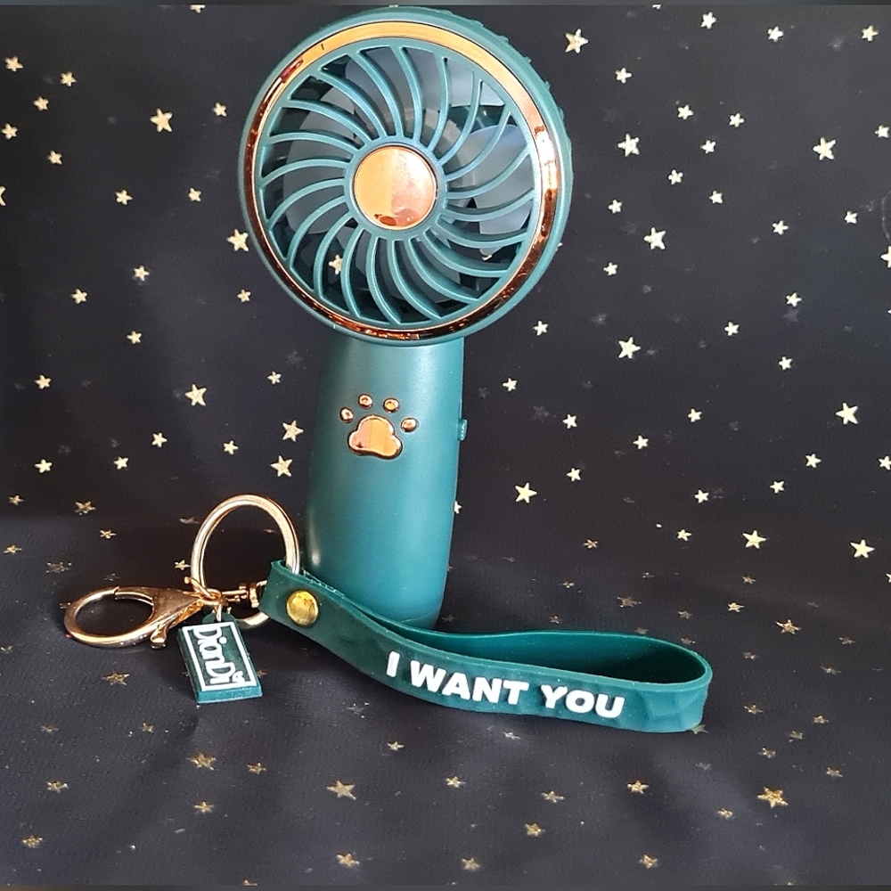 Cute Forest Green Mini Fan RECHARGEABLE!